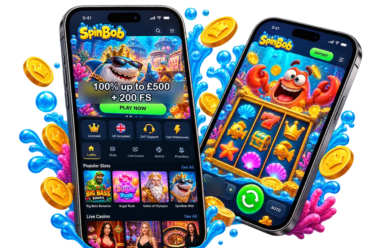 Casino lobby on two smartphones